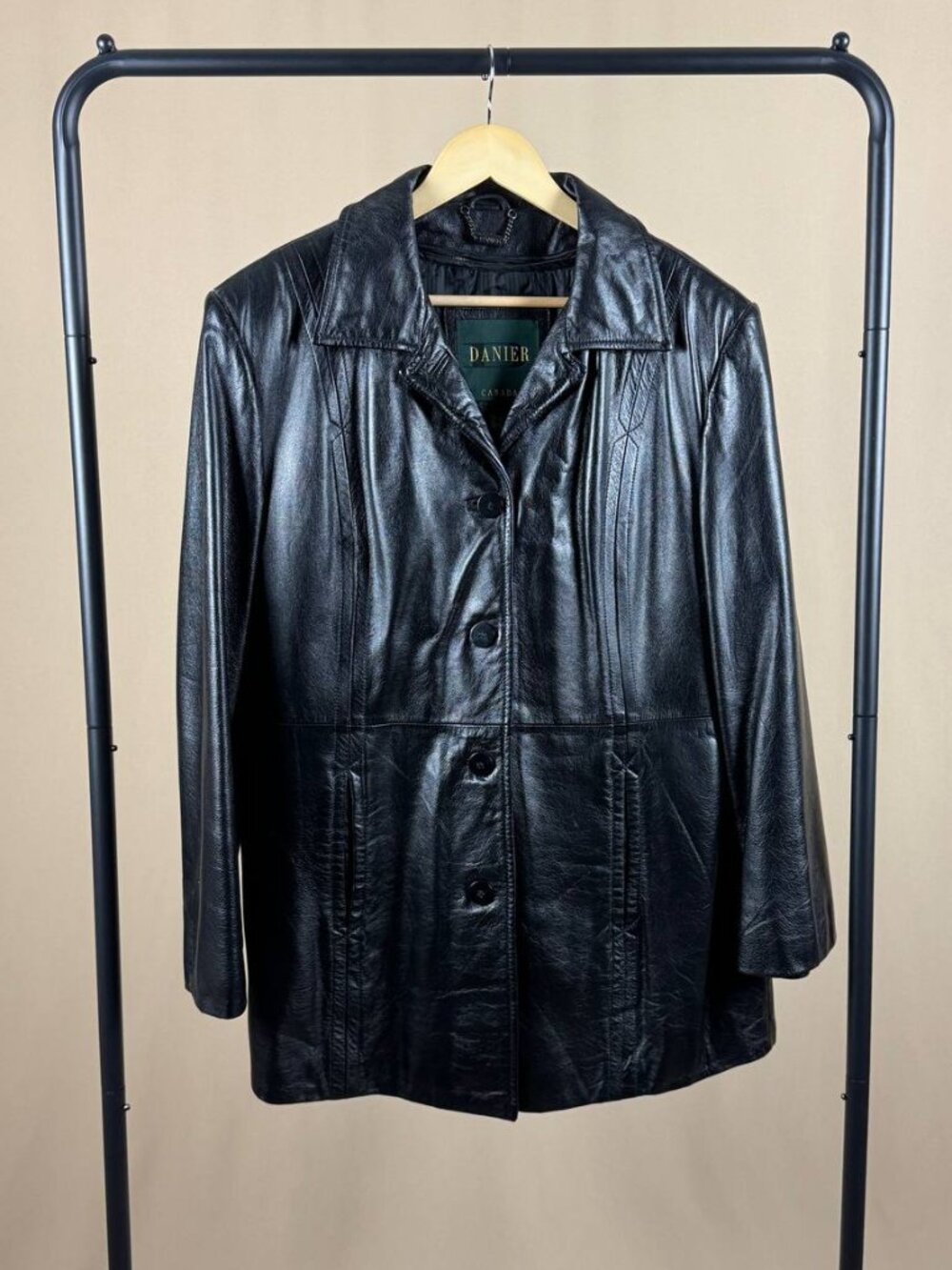 Vintage Danier Women’s XL Black Genuine Leather Coat Removable Thermal Liner